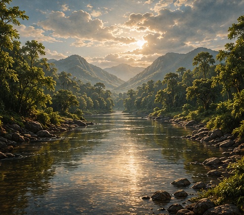 African river and landscape